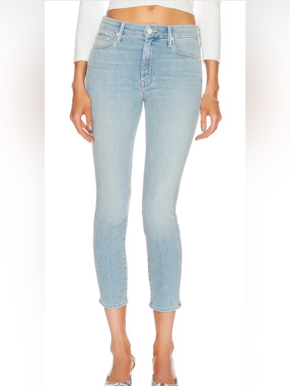 Mother The Looker Crop Jeans Size 26 Swimming Pool Sunday Stretch Light Denim